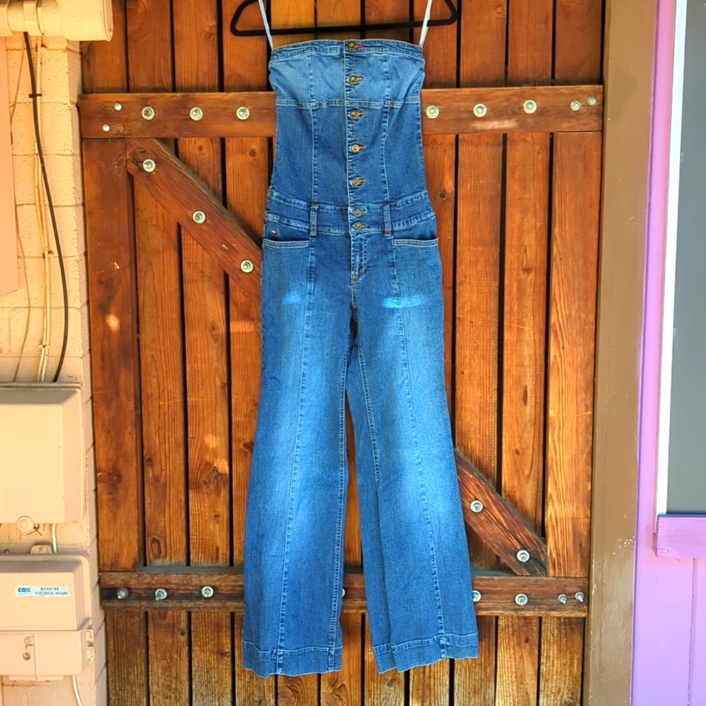 Tommy jeans flare strapless jumpsuit